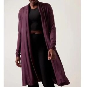 Athleta Spiced Cabernet Nirvana Pranayama Long Wrap Cardigan M/T